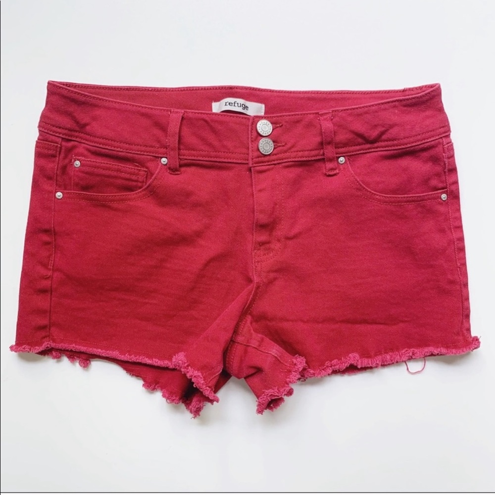 🌿Refuge Red Cutoff Jean Shorts